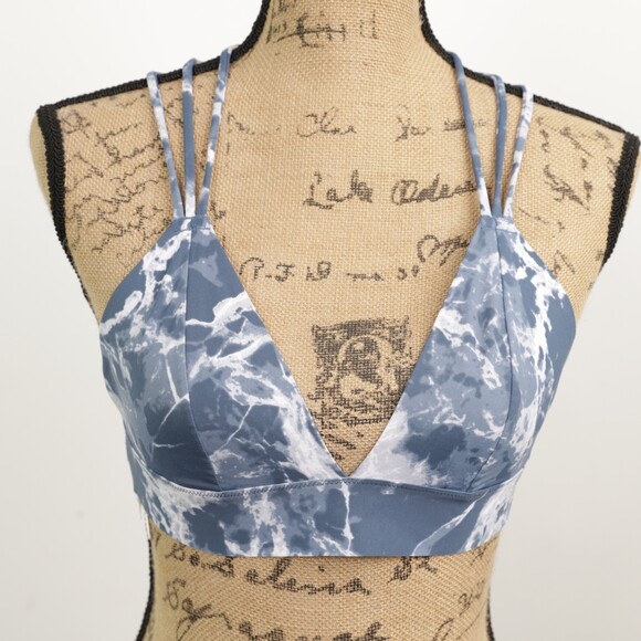 PINK Victoria's Secret Blue Tie Dye Criss Cross Bralette Bra Medium - Picture 5 of 8